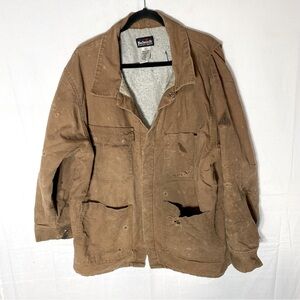 Vintage Bulwark Thrashed Distressed Destroyed Tan Duck Canvas Work Chore Coat L